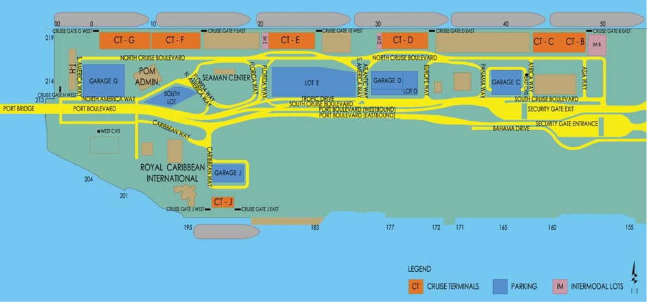 Map Of Port Of Miami Cruise Terminal Port of Miami Map   Map of Cruise Port of Miami